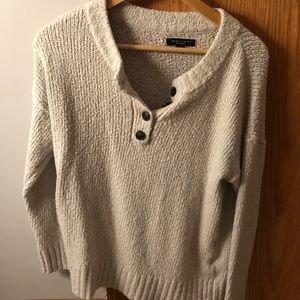 American Eagle Cream Quarter Button Sweater